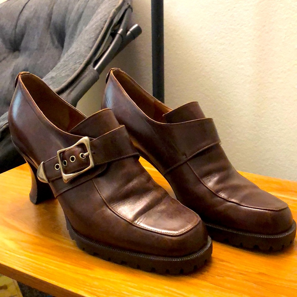 Pollini Italy made loafers chunky heel pumps calf leather size 7 nordstorm